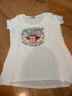 Express White Graphic New York City Tee with Multi-Color Emblem